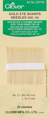 Gold Eye Sharps Needles 237/10 by Clover