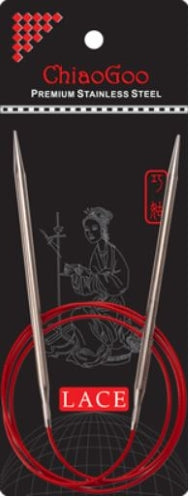 Red Lace 32" Stainless Steel Circular Knitting Needles by ChiaoGoo
