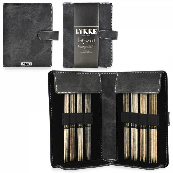 Lykke Driftwood 6" Double Pointed Small Set with Grey Denim Effect Case